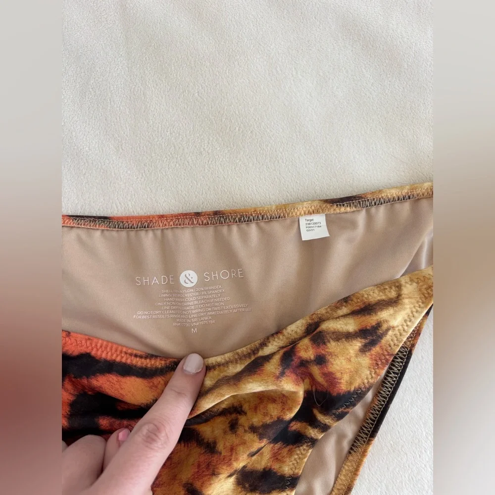 Shade & Shore Cheeky Tiger-Print Bikini Bottoms in Orange and Black - Picture 2 of 5